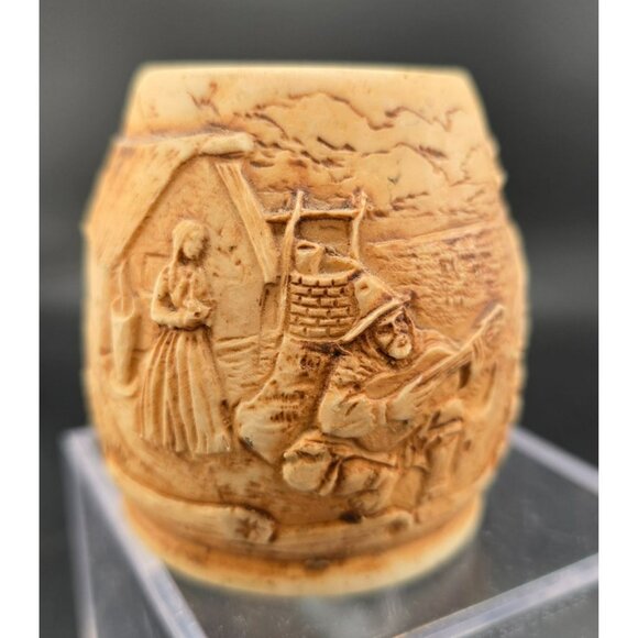 Vintage Argentine Hand-Carved Decorative Vessel Western Metal Interior HS121 - Picture 3 of 8